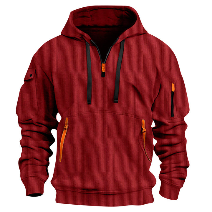 Herren Freizeit-Hoodie mit Kängurutasche und Zwei-Wege-Reißverschluss Echoarchiv