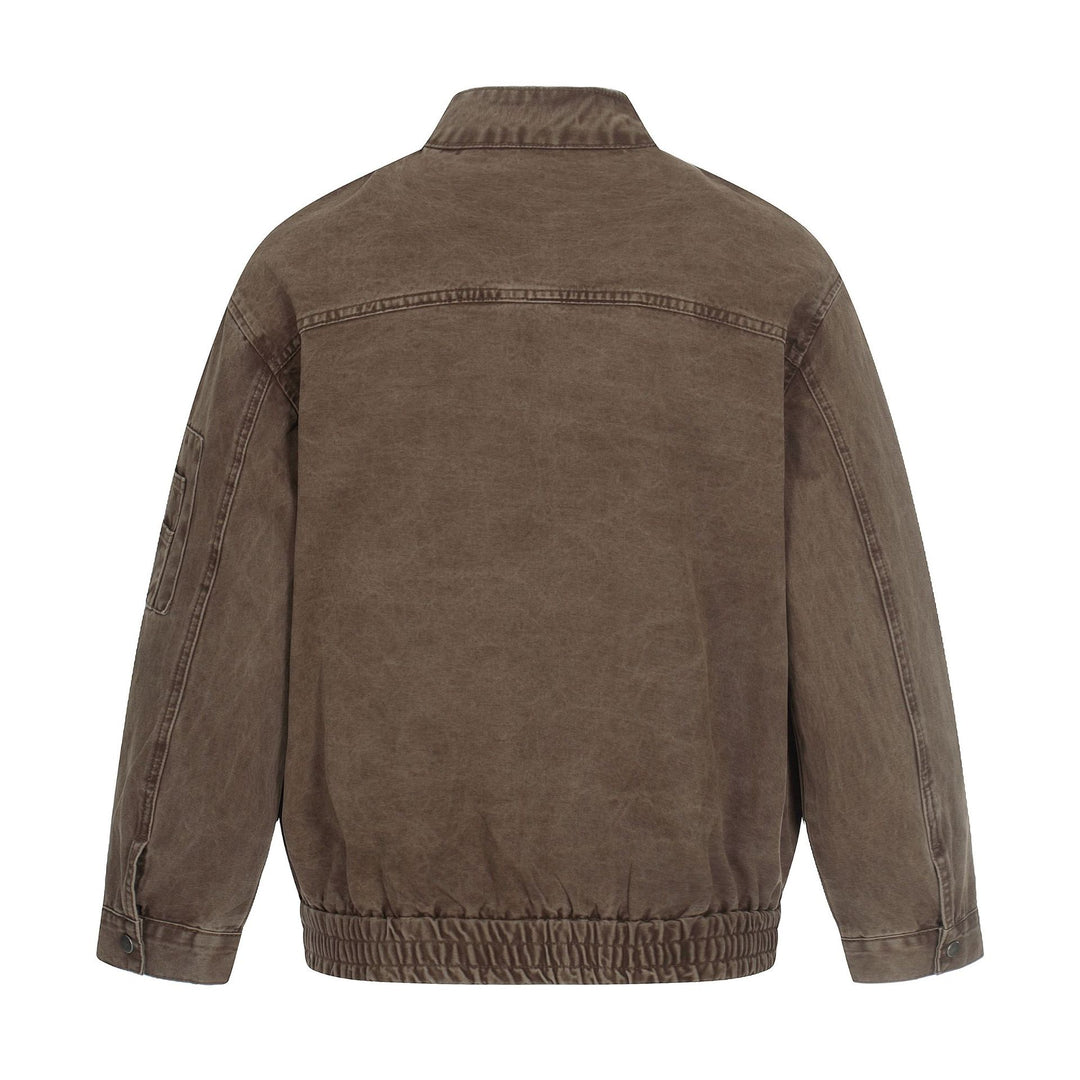 Herren kurz geschnittene Vintage‑Wasch Bomberjacke im Boxy‑Cut mit Stehkragen und Ärmel‑Reißverschluss Echoarchiv
