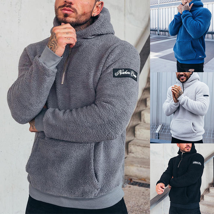 Herren kuscheliger Fleece-Pullover mit praktischem Kängurutasche Echoarchiv