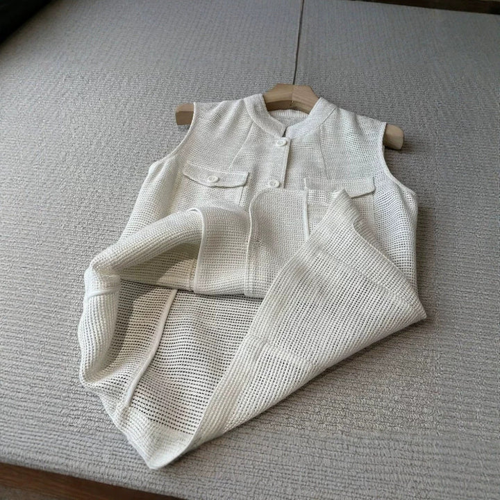 Damen Modische ärmellose Weste mit Taschen Echoarchiv