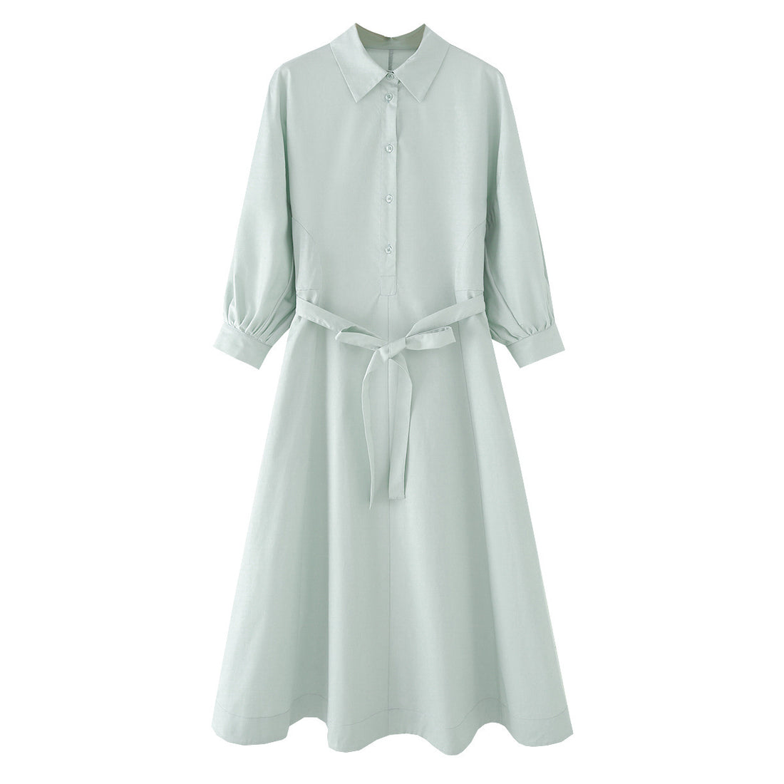 Damen Hemdblusenkleid mit ausgestellt-gebogtem Rock, 3/4-Ärmeln und Taillengürtel Echo Archiv