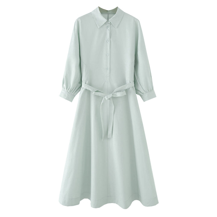Damen Hemdblusenkleid mit ausgestellt-gebogtem Rock, 3/4-Ärmeln und Taillengürtel Echo Archiv