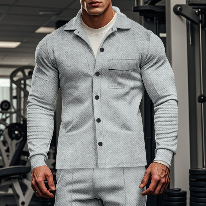 Herren modische Freizeitjacke mit leicht strukturiertem Stoff und praktischer Brusttasche Echoarchiv