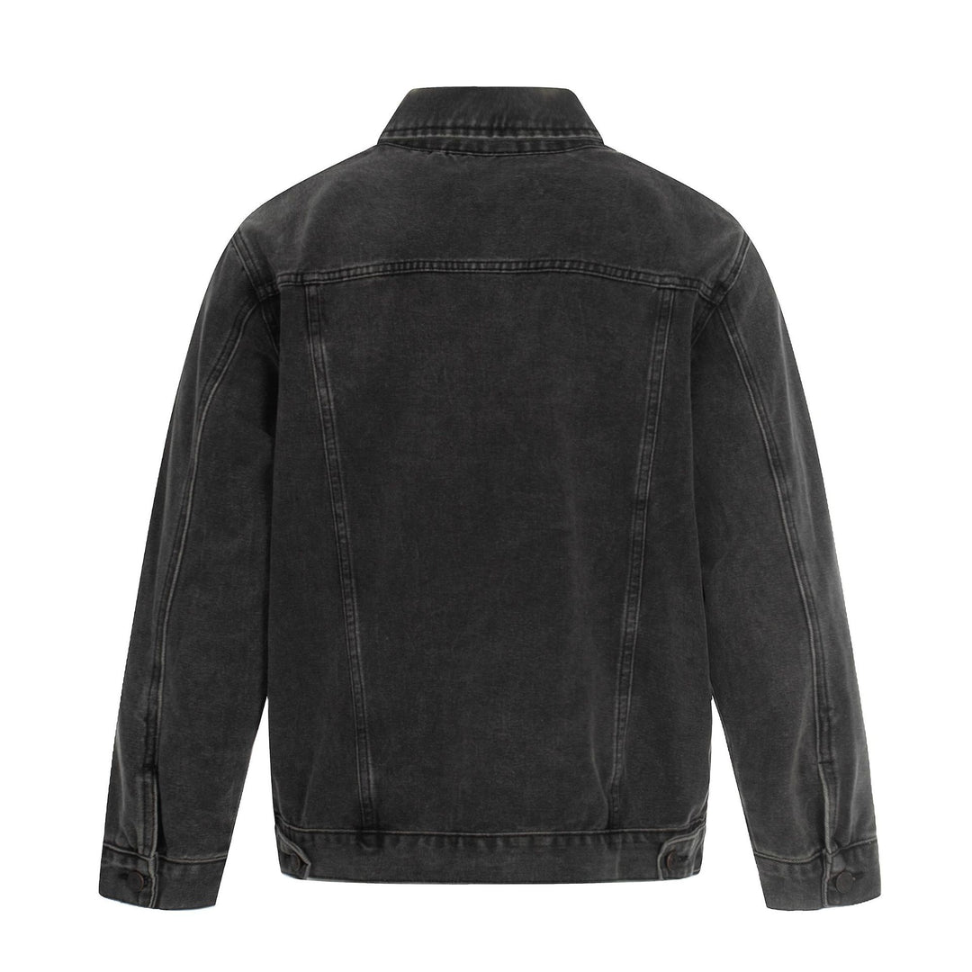 Herren Jeansjacke im Used-Effekt mit Pattentaschen und geradem Schnitt Echoarchiv