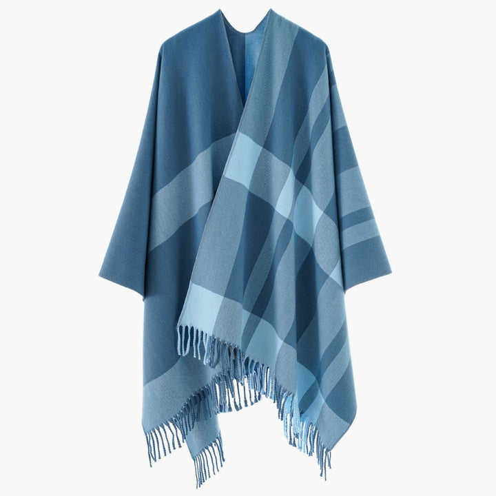 Damen Oversize-Cape mit Glencheck-Muster und Fransenabschluss Echo Archiv