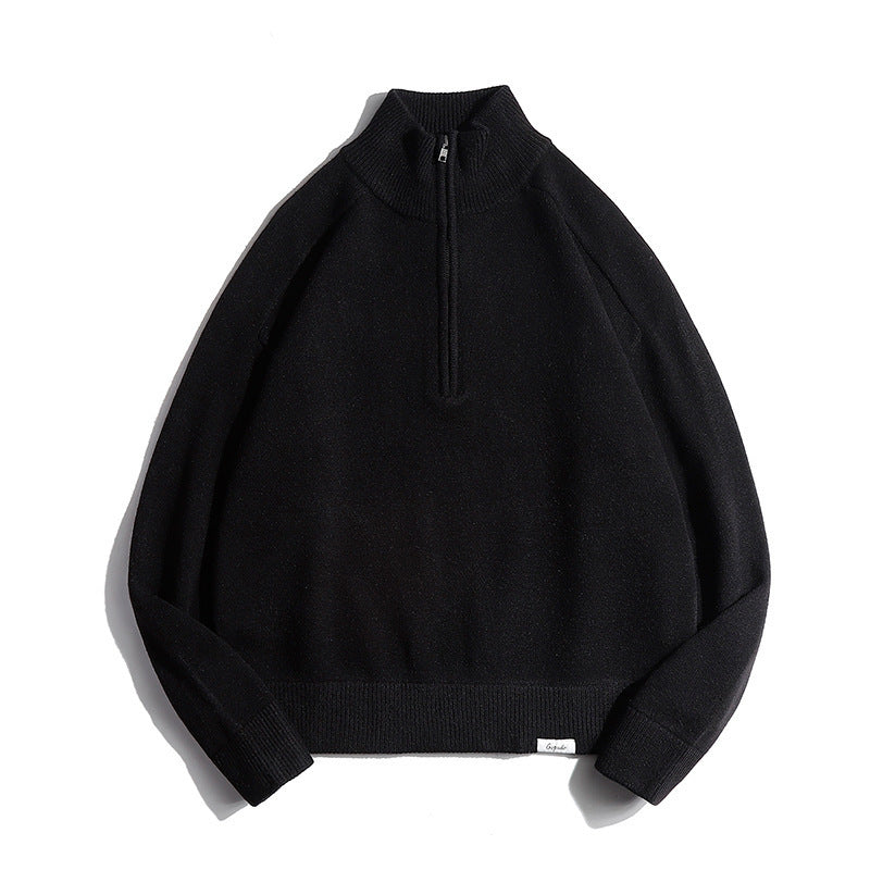 Herren Feinstrickpullover mit halbem Reißverschluss und Stehkragen Echo Archiv