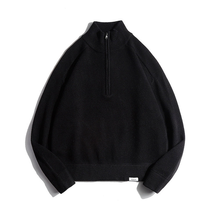 Herren Feinstrickpullover mit halbem Reißverschluss und Stehkragen Echo Archiv