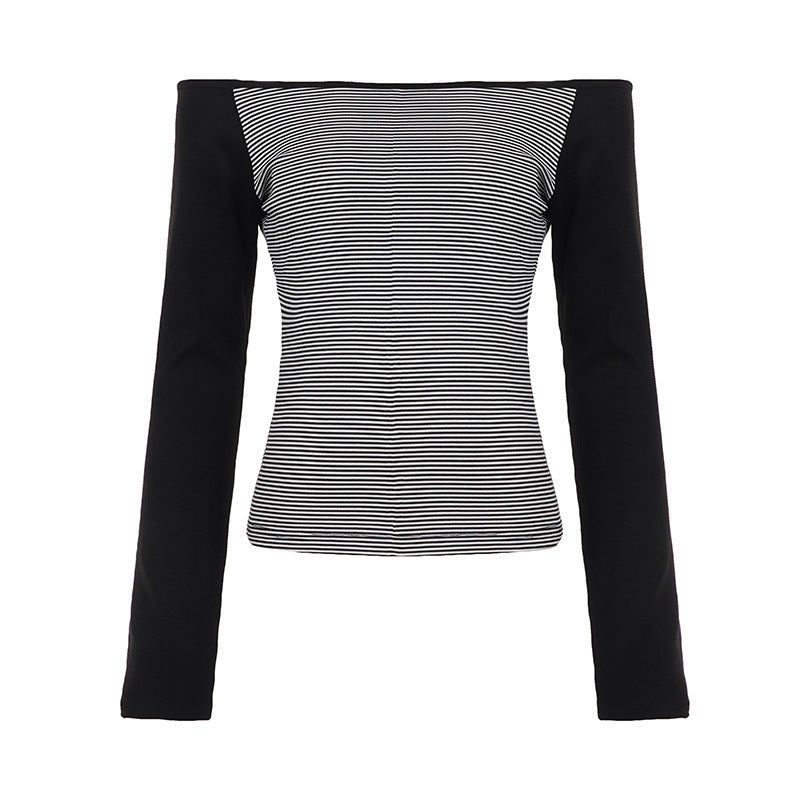 Damen nan figurnahes Raglan-Langarmshirt mit feinem Streifenjersey, schmaler Taille und elastischem Stretchmaterial Echo Archiv