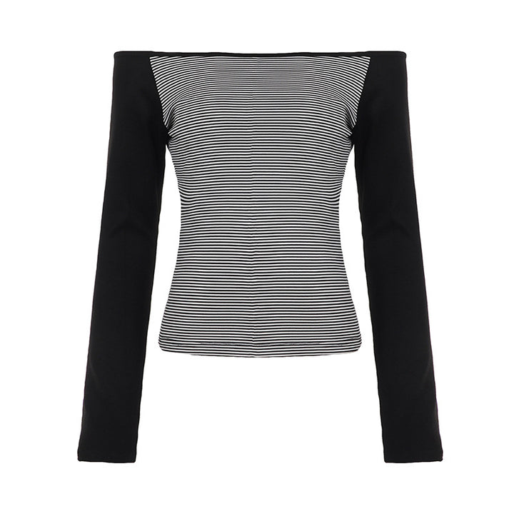 Damen nan figurnahes Raglan-Langarmshirt mit feinem Streifenjersey, schmaler Taille und elastischem Stretchmaterial Echo Archiv