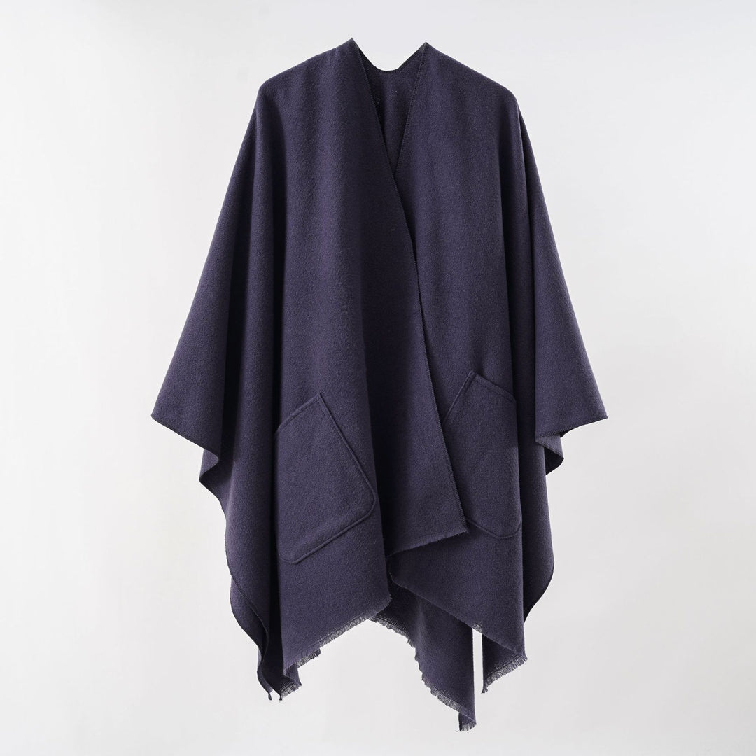 Damen Oversize-Capeponcho aus Wollmix mit Kapuze und Eingrifftaschen – Montévia
