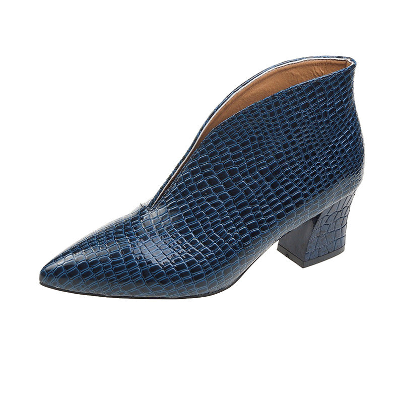 Damen nan spitze Stiefelette mit Krokoprägung und niedrigem Kittenabsatz Echo Archiv