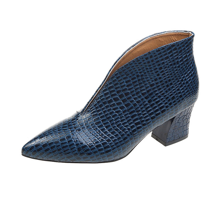 Damen nan spitze Stiefelette mit Krokoprägung und niedrigem Kittenabsatz Echo Archiv