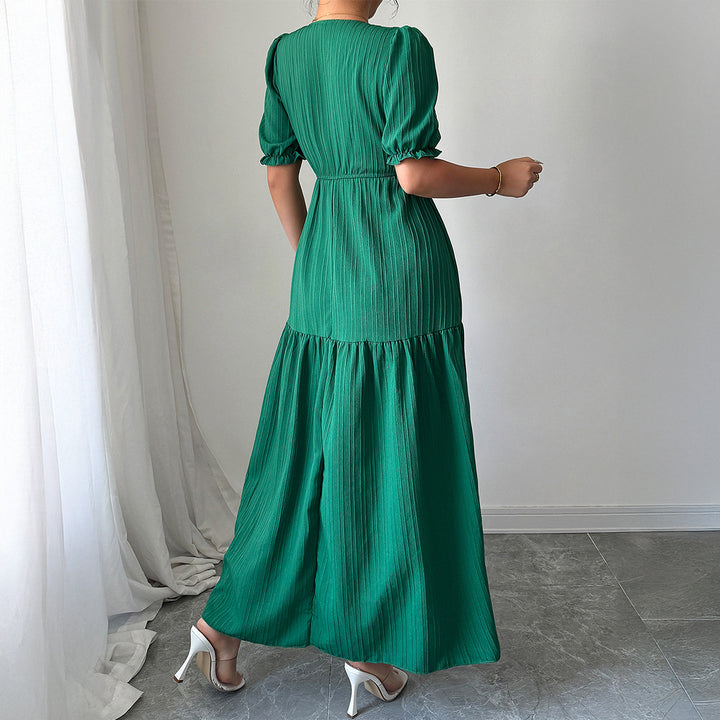 Damen Maxi-Jumpsuit mit gerafften Ärmeln und schwingendem Rock Echo Archiv