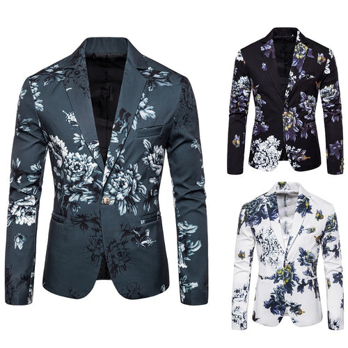 Herren eleganter Blazer mit floralen Mustern und strukturiertem Design Echoarchiv