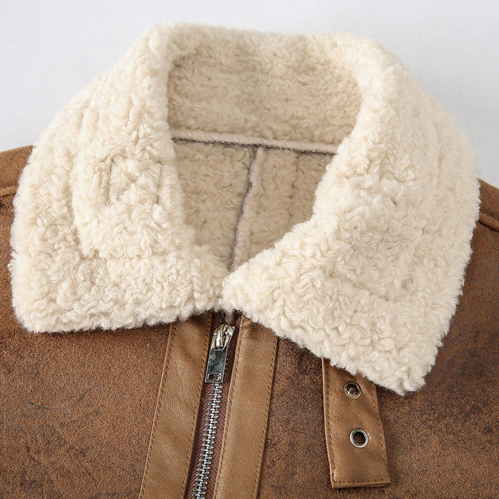 Herren Fliegerjacke mit Lammfellfutter und Vintage Kunstlederoptik – Taviero