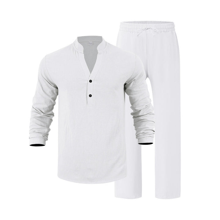 Herren Freizeit-Loungewear-Set mit langärmligem Hemd und bequemen Jogginghosen Echoarchiv
