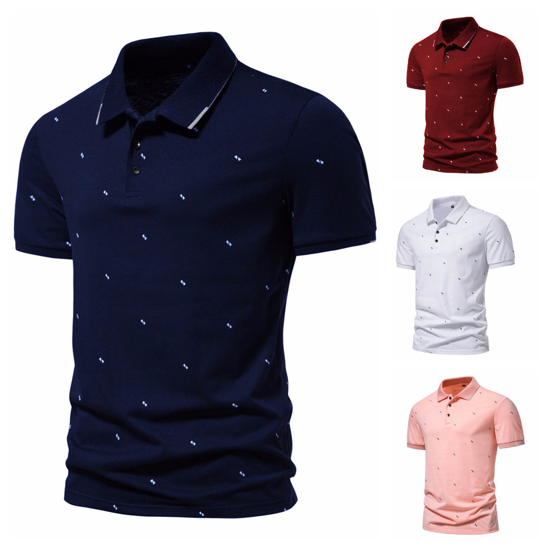 Herren Polohemd mit modischem Druck und hochwertigem Baumwollmaterial Echoarchiv