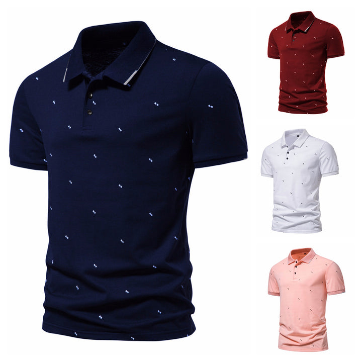 Herren Polohemd mit modischem Druck und hochwertigem Baumwollmaterial Echoarchiv