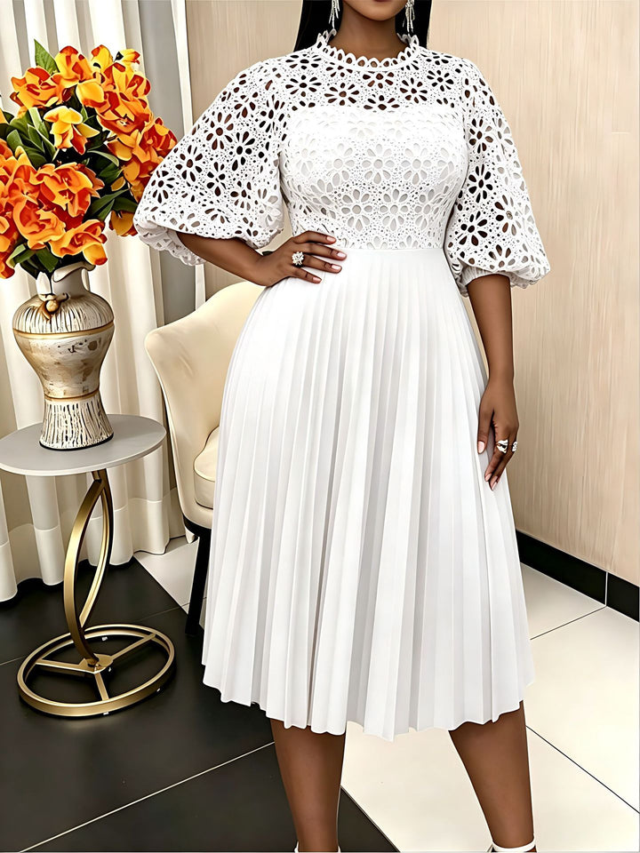 Damen elegantes Midikleid mit Spitzenoberteil und plissiertem Rock Echo Archiv