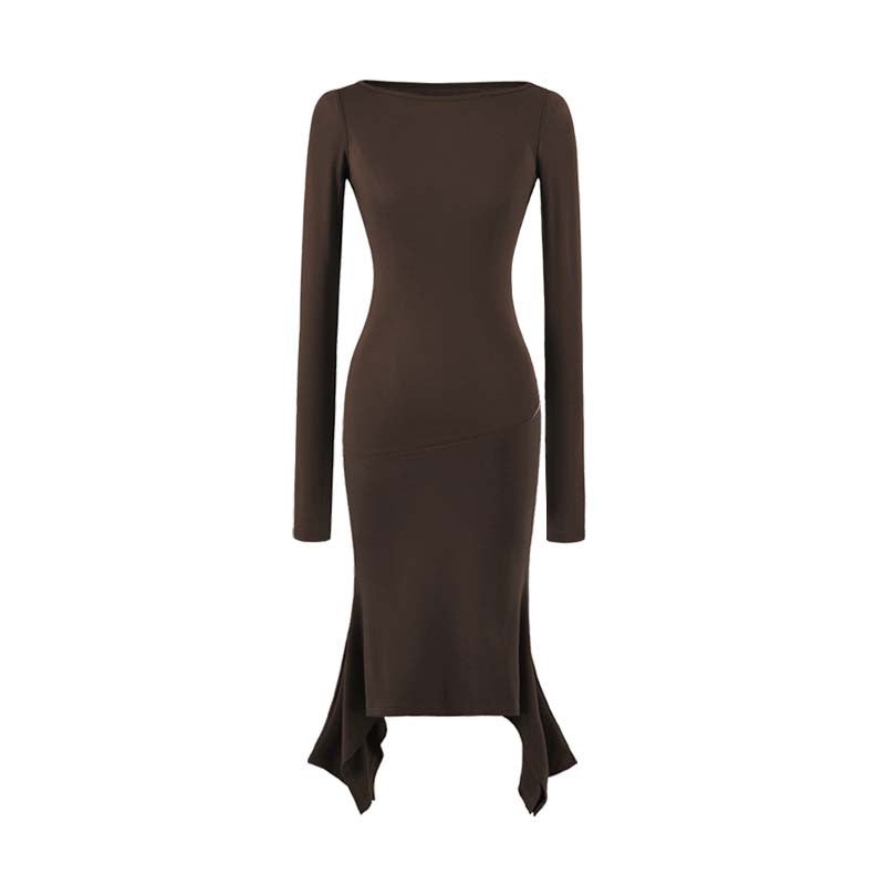 Damen Figurbetontes Midikleid mit asymmetrischem Zipfelsaum und Paneel-Design Echoarchiv