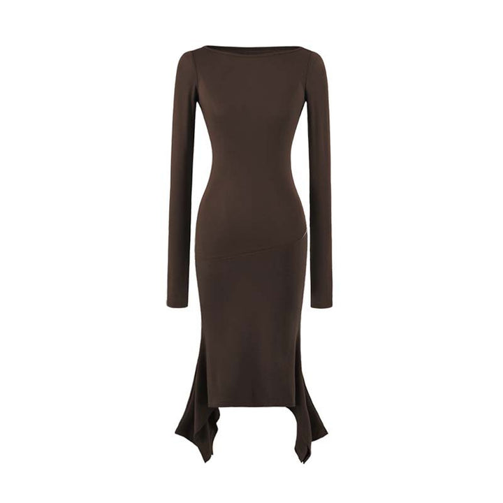 Damen Figurbetontes Midikleid mit asymmetrischem Zipfelsaum und Paneel-Design Echoarchiv