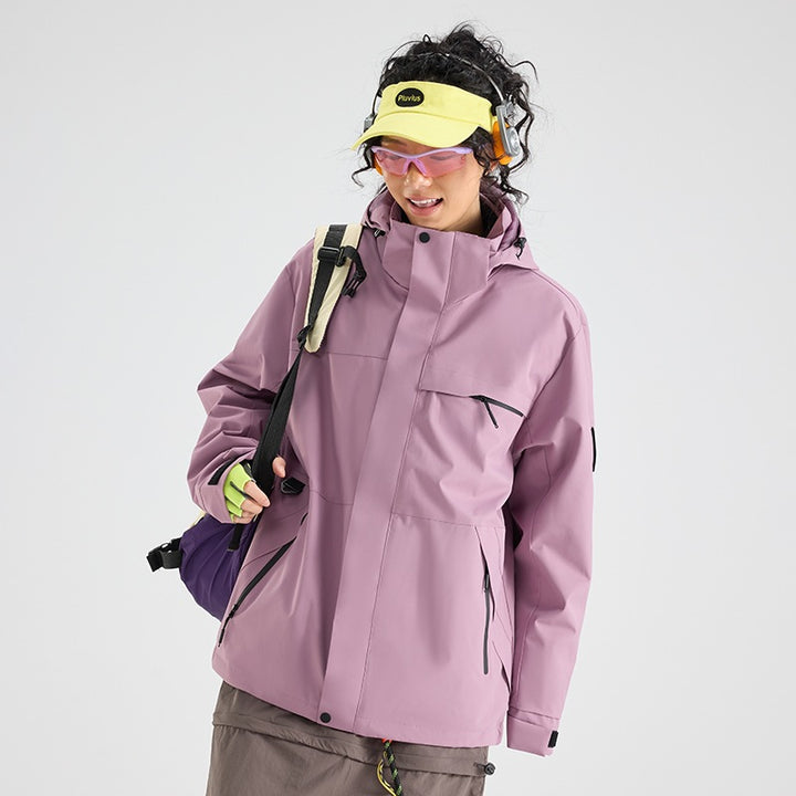Herren Wasserdichte Outdoor-Softshelljacke mit Kapuze, hohem Stehkragen & Reißverschlusstaschen Echoarchiv