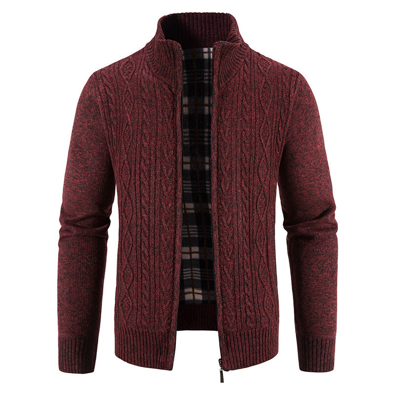 Herren Strickjacke mit hochschließendem Kragen und strukturiertem Design Echoarchiv