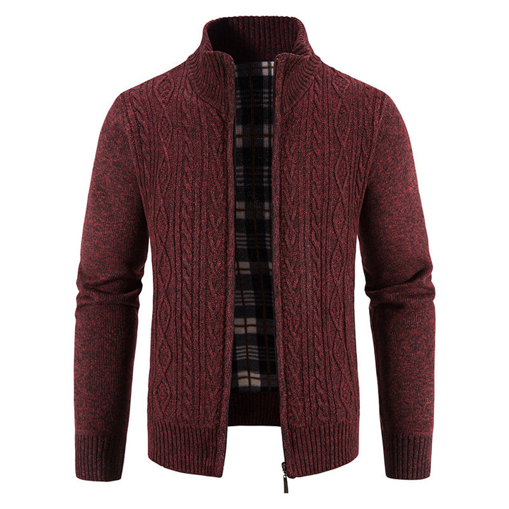 Herren Strickjacke mit hochschließendem Kragen und strukturiertem Design Echoarchiv