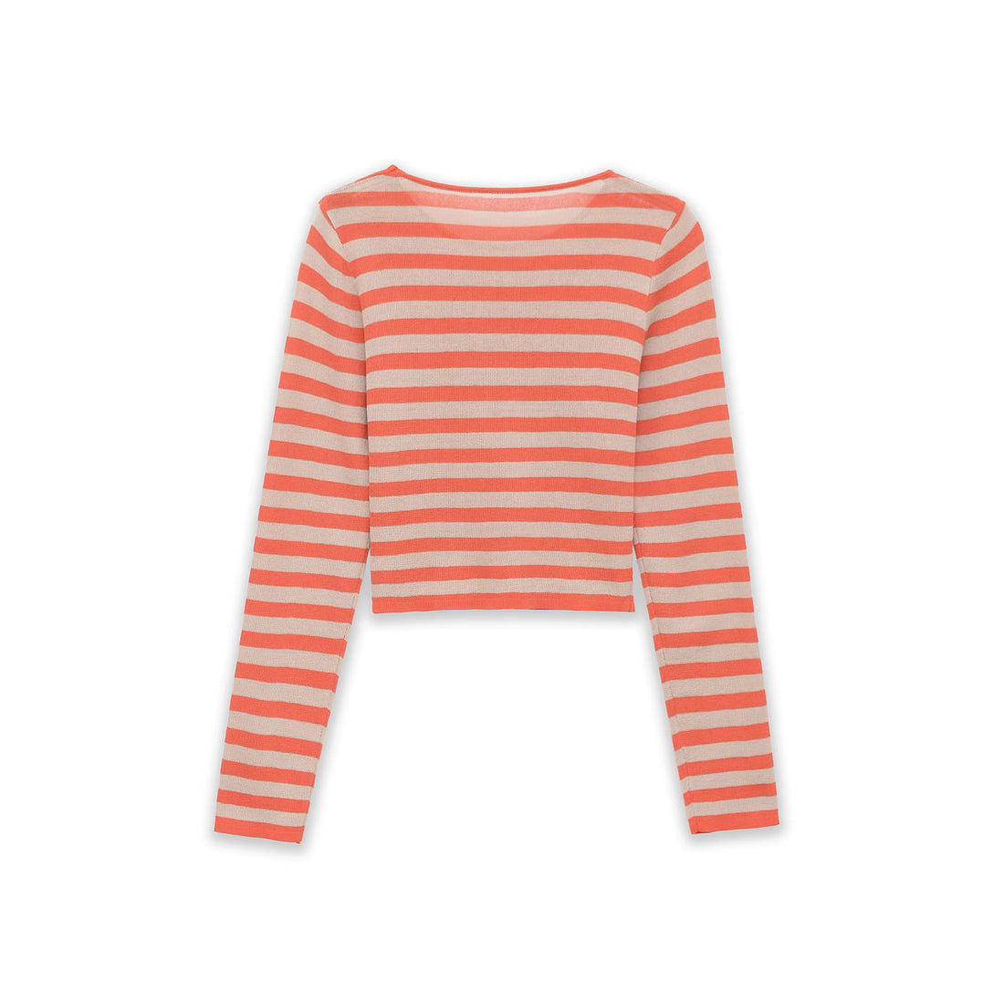 Damen Gestreifter Cropped-Feinstrickpullover mit U-Boot-Ausschnitt Echoarchiv