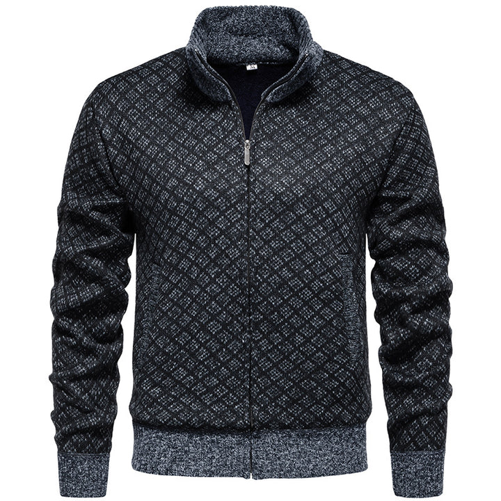 Herren Strickjacke im modernen Rautenmuster mit durchgehendem Reißverschluss Echoarchiv