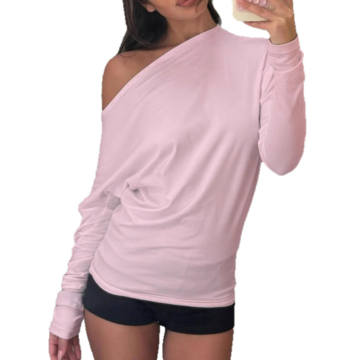 Damen nan asymmetrisches Off-Shoulder Longsleeve mit taillierter Silhouette und Daumenloch-Ärmeln Echo Archiv