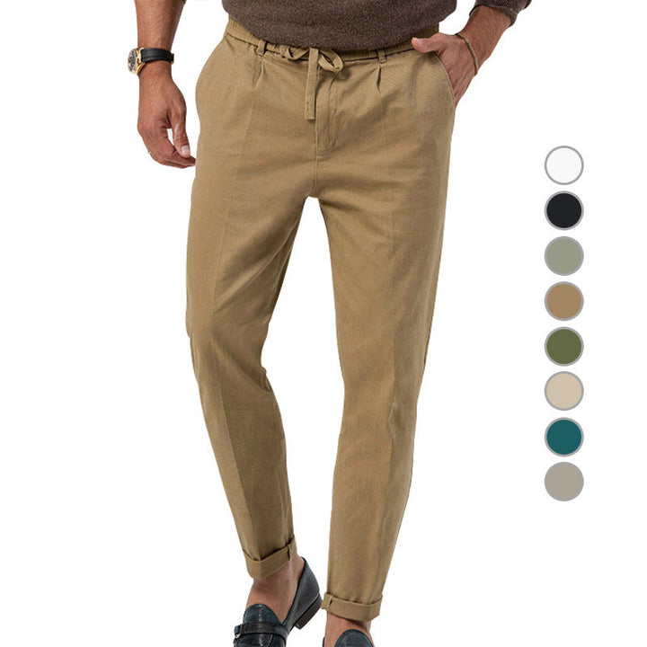 Herren Elegante Leinenhose mit elastischem Bund und praktischen Taschen Echoarchiv