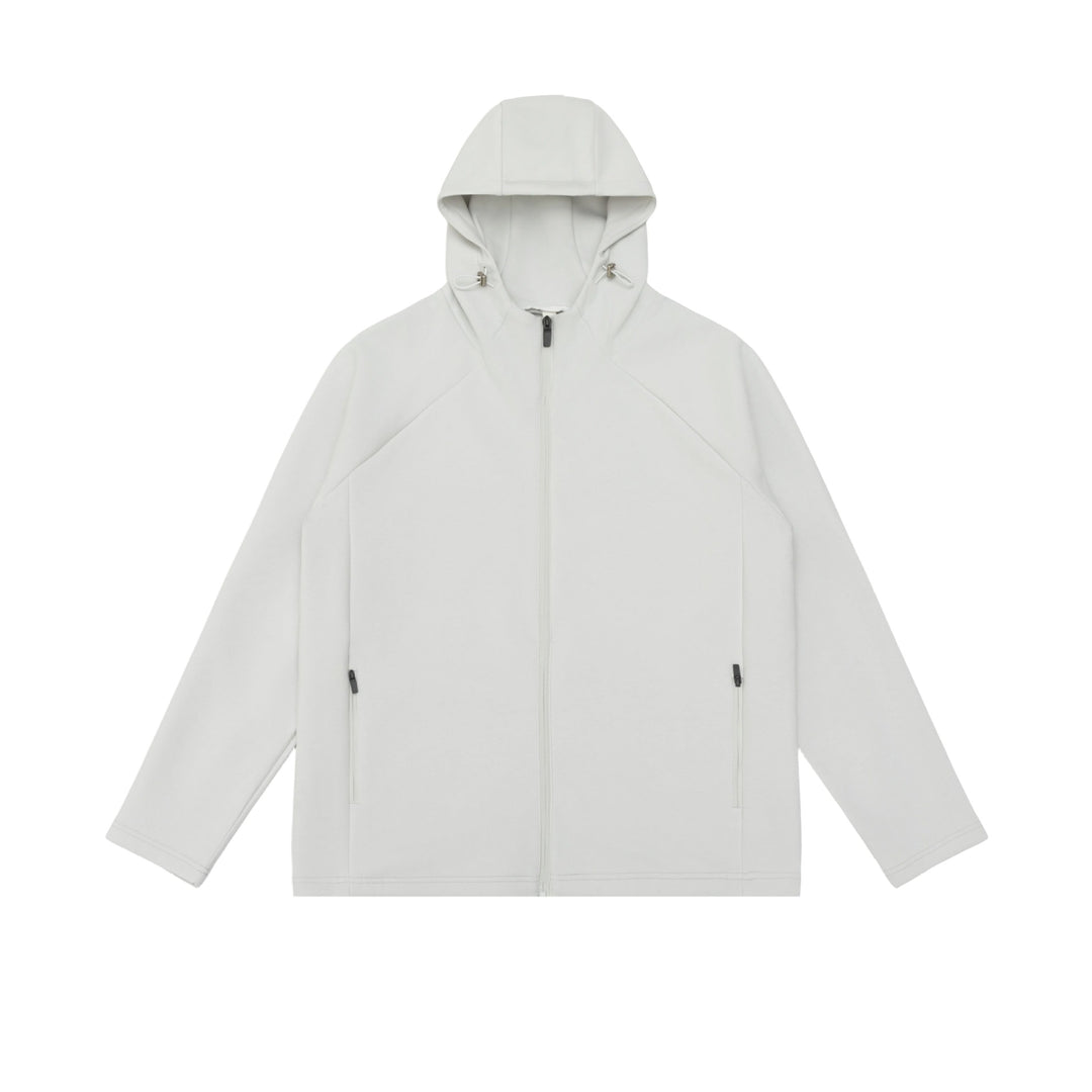 Unisex Minimalistische Kapuzen‑Zipjacke aus Softshell‑Fleece mit Raglanärmeln und wasserabweisenden Reißverschlusstaschen Echoarchiv