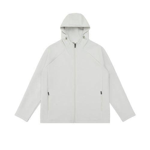 Unisex Minimalistische Kapuzen‑Zipjacke aus Softshell‑Fleece mit Raglanärmeln und wasserabweisenden Reißverschlusstaschen Echoarchiv
