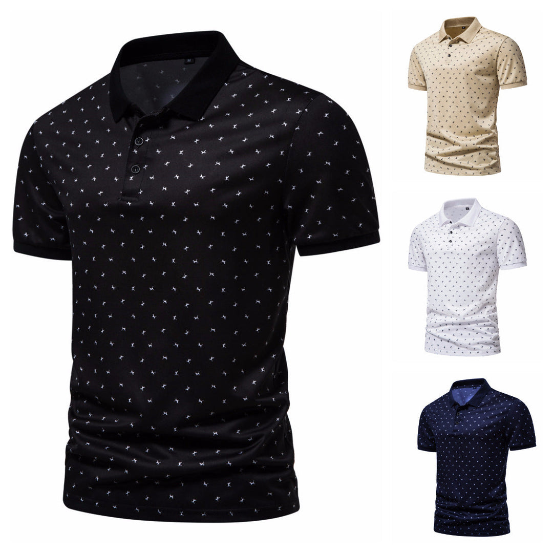 Herren Poloshirt mit Echoarchivrnem Muster und atmungsaktiven Eigenschaften Echoarchiv
