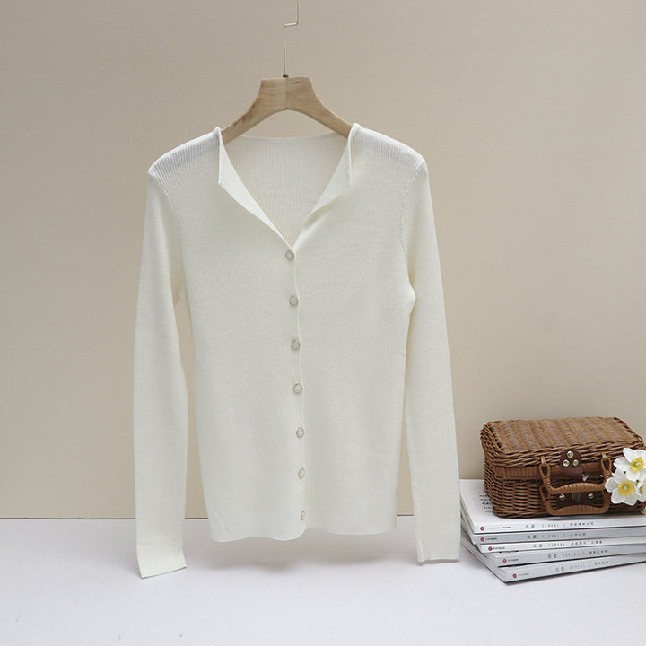 Damen Leichter Feinstrick-Cardigan mit offenem Hemdkragen und schimmernder Knopfleiste Echo Archiv