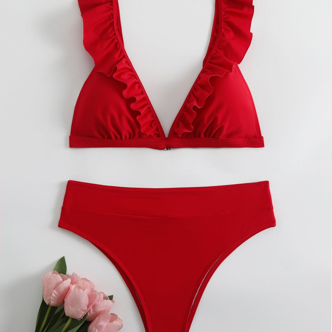 Damen Raffiniertes Triangel-Bikini-Set mit Rüschendetails Echo Archiv