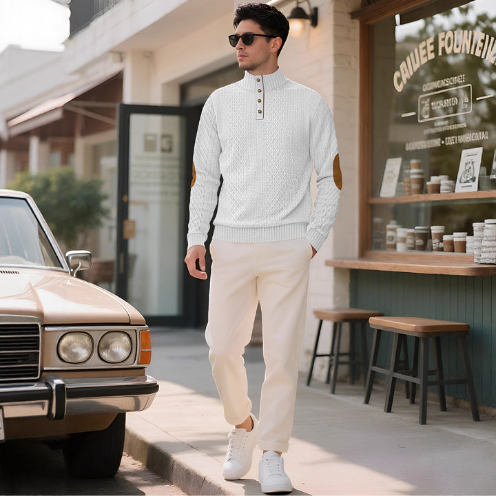 Herren Strickpullover mit hohem Kragen und eleganten Knopfleisten Echoarchiv