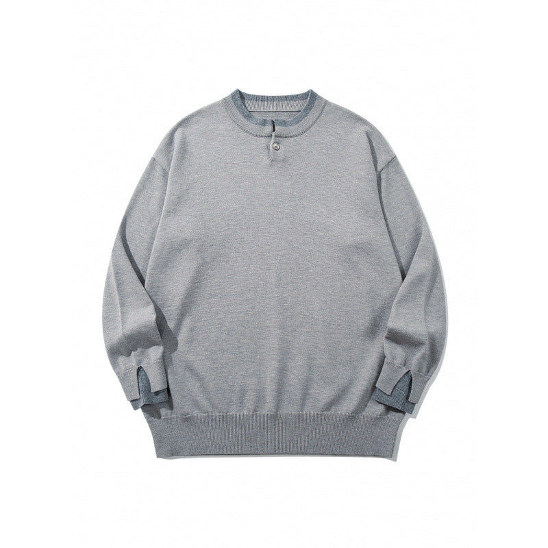Unisex Oversize Feinstrickpullover mit Henley-Knopfleiste und Schlitzbündchen Echo Archiv