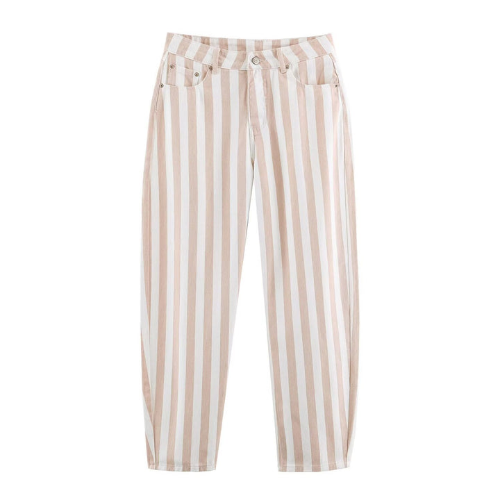 Damen Gestreifte High-Waist-Hose mit geradem Bein Echo Archiv