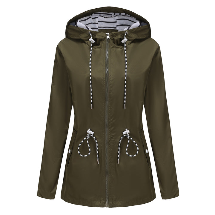 Damen nan leichte wasserdichte Parka Regenjacke mit Taillen-Kordelzug Echo Archiv