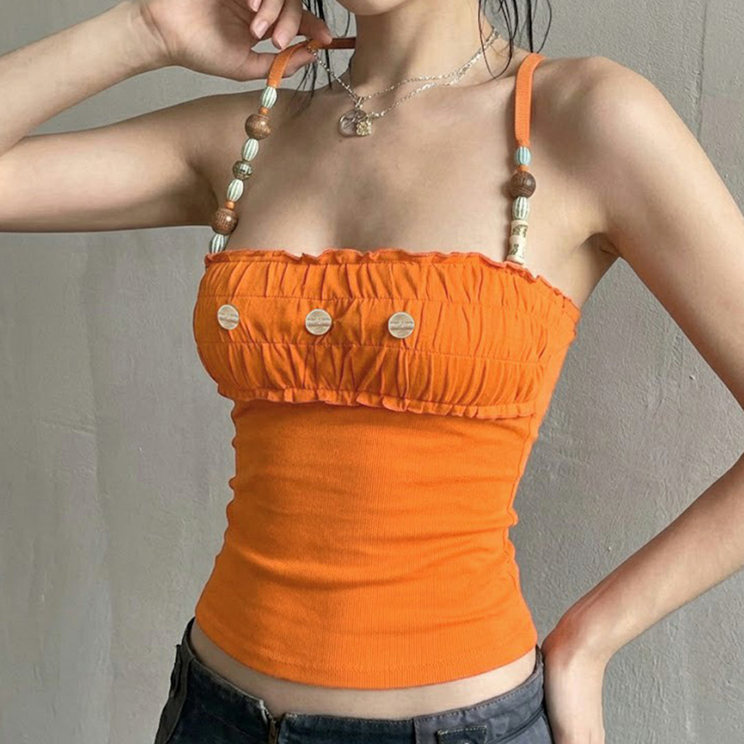Damen Top mit dekorativen Rüschen und einzigartigen Trägerdetails Echo Archiv