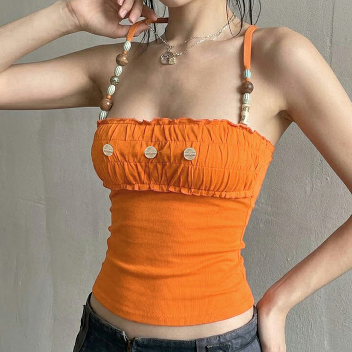 Damen Top mit dekorativen Rüschen und einzigartigen Trägerdetails Echo Archiv