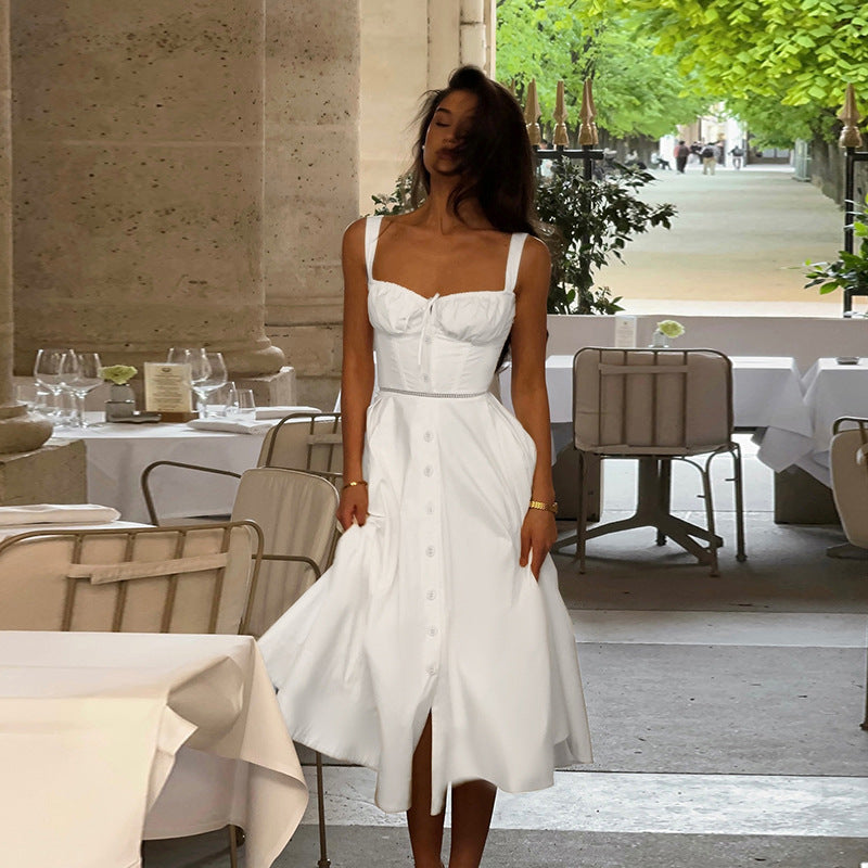 Damen Maxikleid mit Knopfverschluss und eleganter Raffung Echo Archiv