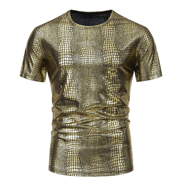 Herren Glamouröses Kurzarmpullover im Schlangenleder-Look Echoarchiv