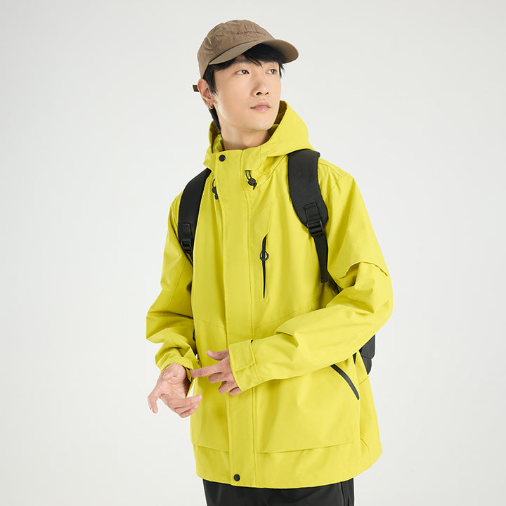Herren Leichte atmungsaktive zweilagige Regen‑Softshelljacke mit verstellbarer Kapuze und Brusttasche Echoarchiv