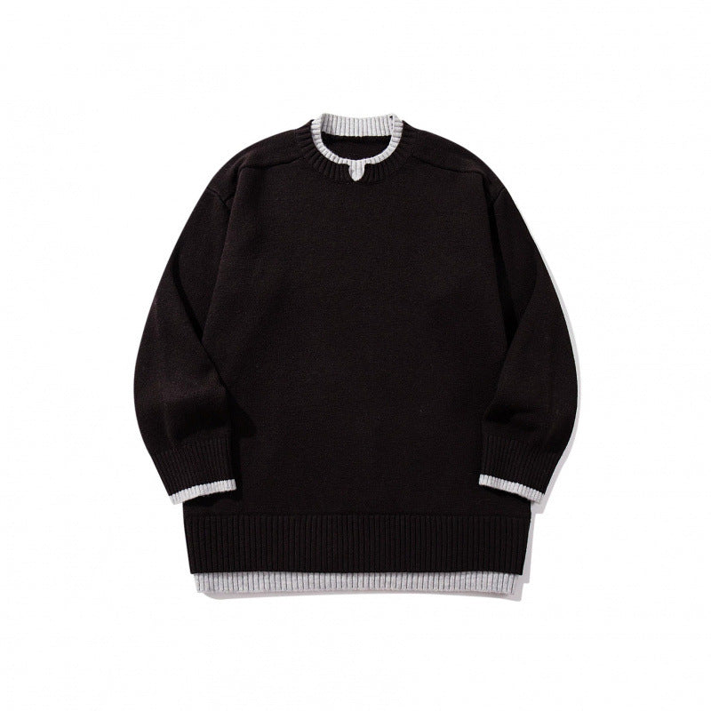 Unisex Relaxed-Fit Feinstrick-Pullover mit Kontrastbündchen und verlängertem Rippenbund Echo Archiv