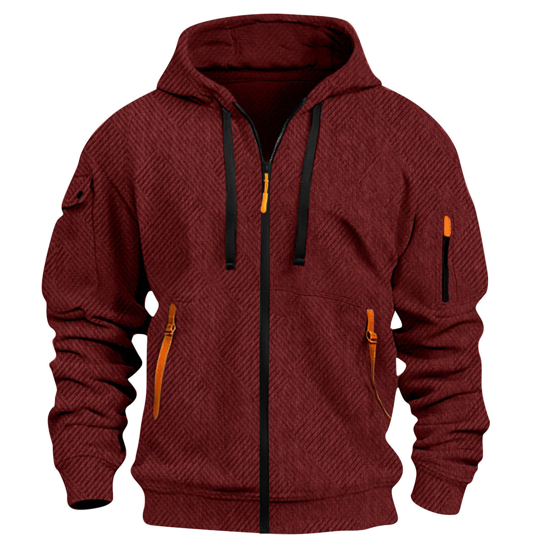 Herren Sportliche Kapuzenjacke aus funktionalem Material mit innovativem Strukturdesign und zwei seitlichen Reißverschluss Taschen Echoarchiv