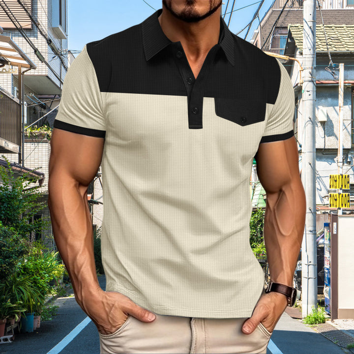 Herren Poloshirt mit kontrastierenden Designelementen und praktischer Brusttasche Echoarchiv