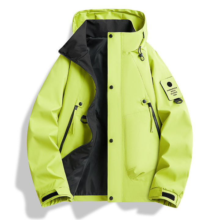 Herren wasserdichte urbane Hardshell-Jacke mit geschweißten Nähten, verstellbarer Kapuze und Utilitieschultertasche – Taviero